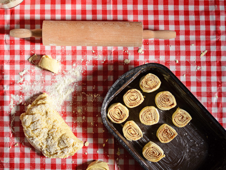 Baking cinnamom rollsの写真素材
