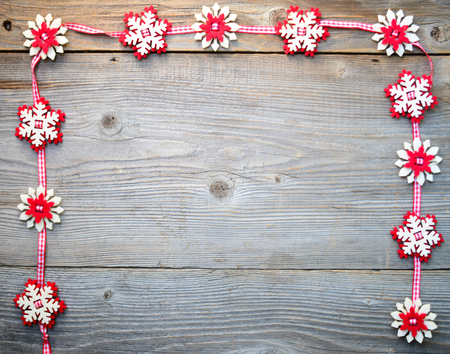 Christmas ornament on wood backgroundの写真素材