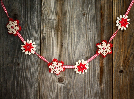 Christmas ornament on wood backgroundの写真素材