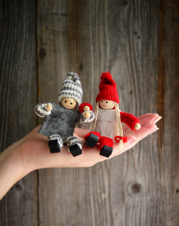 Christmas ornament in woman handの写真素材