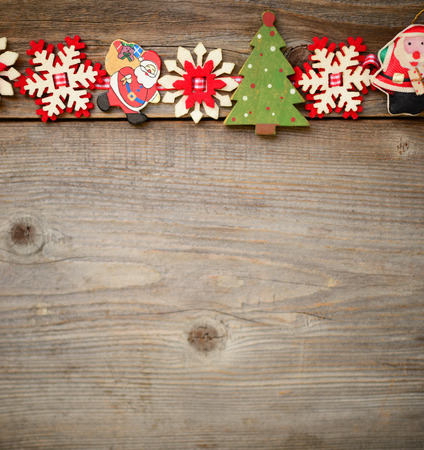 Christmas ornament on wood backgroundの写真素材