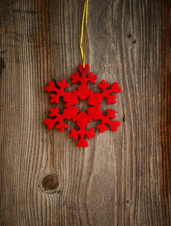 Christmas ornament on wood backgroundの写真素材