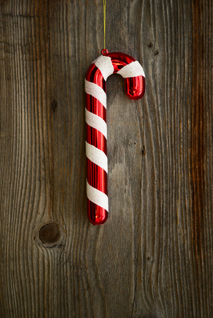 Christmas ornament on wood backgroundの写真素材