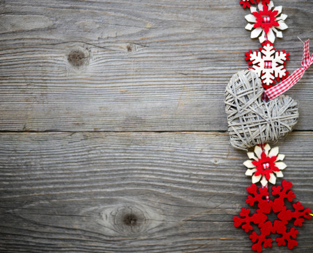Christmas ornament on wood backgroundの写真素材