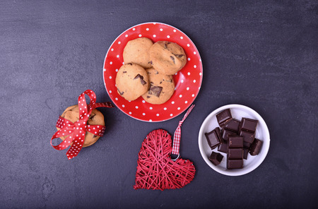 Chocolate cookies on black table. Littlle presentの写真素材
