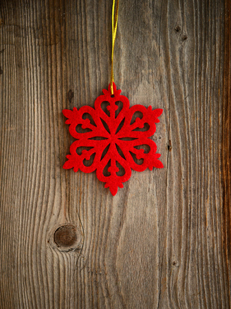 Christmas ornament on wood backgroundの写真素材