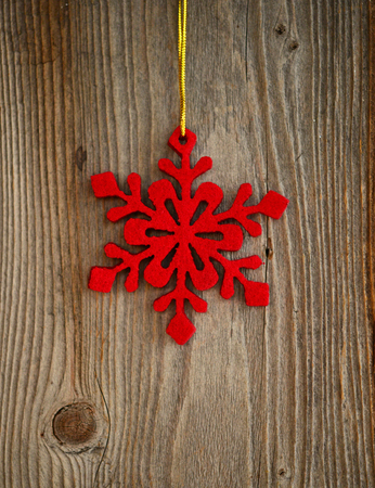 Christmas ornament on wood backgroundの写真素材
