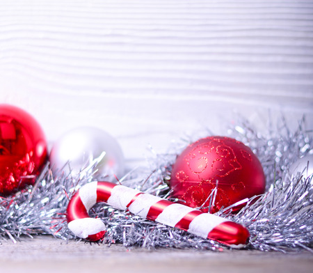Christmas ornaments on white backgroundの写真素材