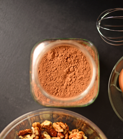 Brown chocolate powder closeupの写真素材