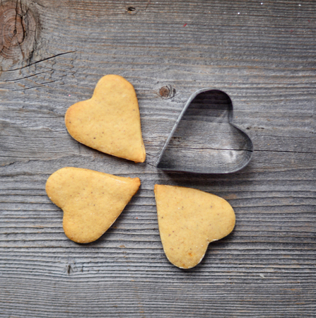 Closeup of Christmas cookies and heart shapeの写真素材