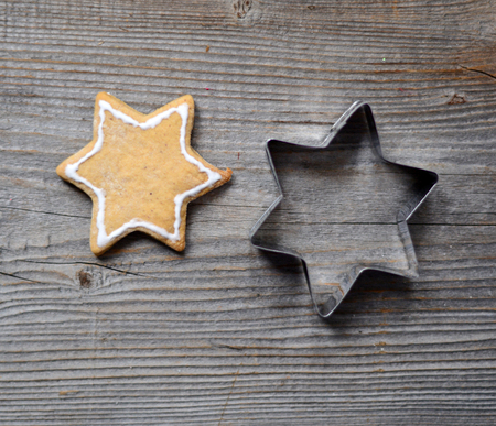 Closeup of Christmas cookie and star shapeの写真素材