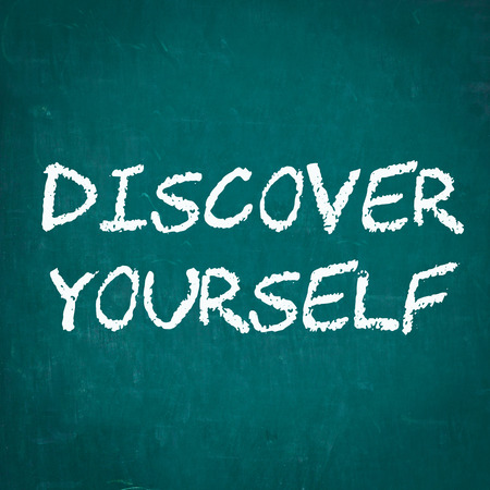 DISCOVER YOURSELF written on chalkboardの写真素材