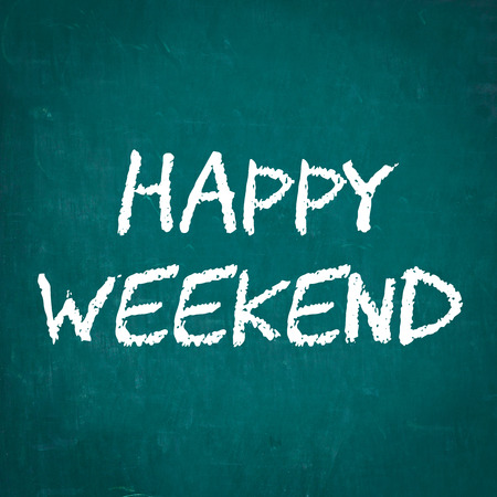 HAPPY WEEKEND written on chalkboardの写真素材