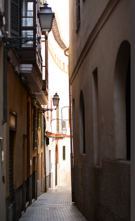 empty narrow streetの写真素材