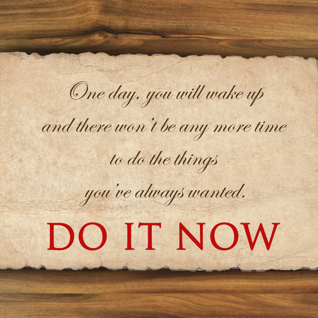 Inspirational quote on  grunge paper against wood backgroundの写真素材