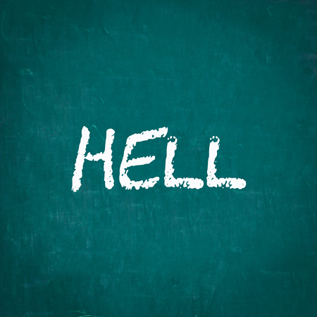 HELL written on chalkboardの写真素材