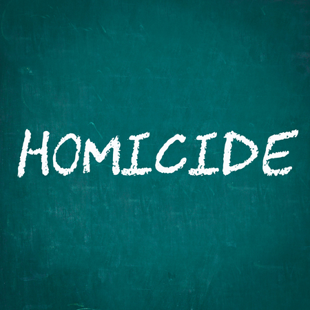 HOMICIDE written on chalkboardの写真素材