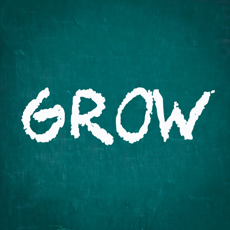 GROW written on chalkboardの写真素材