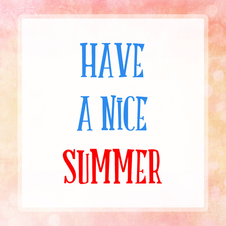 HAVE A NICE SUMMER on pink pastel poster backgroundの写真素材