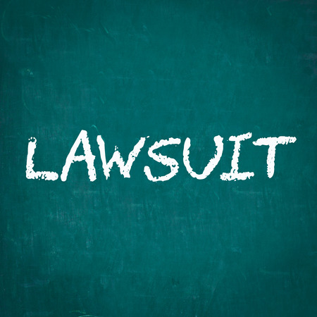 LAWSUIT written on chalkboardの写真素材