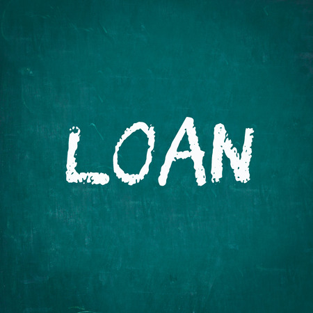 LOAN written on chalkboardの写真素材