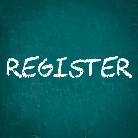 REGISTER written on chalkboardの写真素材