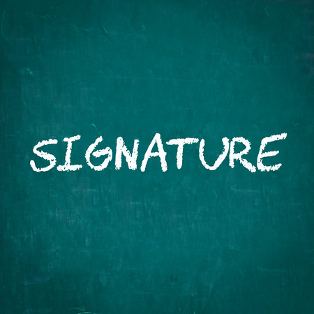 SIGNATURE written on chalkboardの写真素材