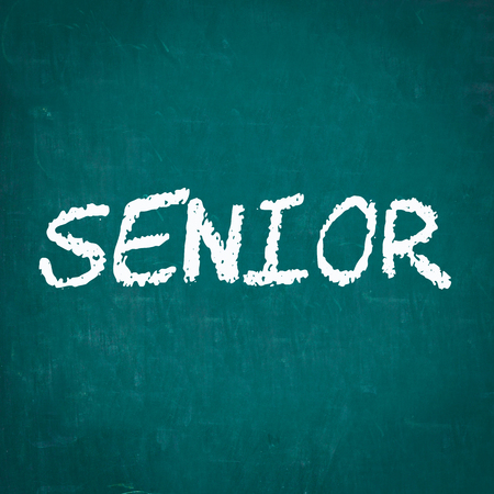 SENIOR written on chalkboardの写真素材