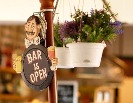 Retro summer sign "Bar is open"の写真素材