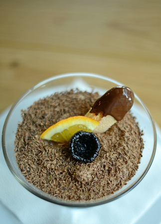 Chocolate souffle closeupの写真素材