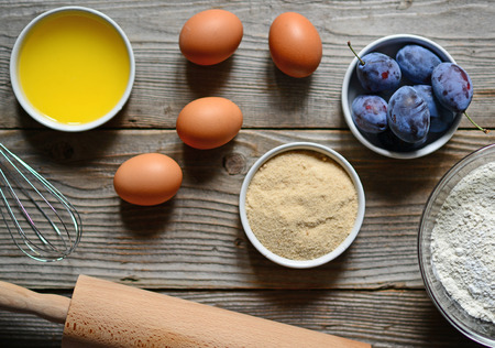 Baking cake in rural kitchenの写真素材