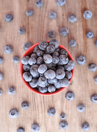 Fresh blueberry on wooden backgroundの写真素材
