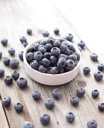 Fresh blueberry on wooden backgroundの写真素材