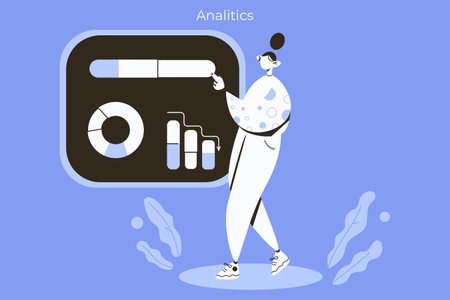 business analytics person flat.Office worker,IT,brocker,seo,presentation.Design element for banner,poster,card,flyer,webのイラスト素材