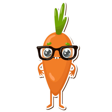 Vector illustration of carrot character stickerのイラスト素材