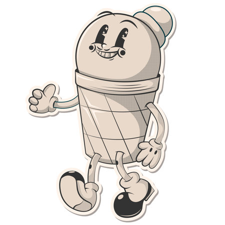 Ice cream 70s retro groovy illustration printのイラスト素材
