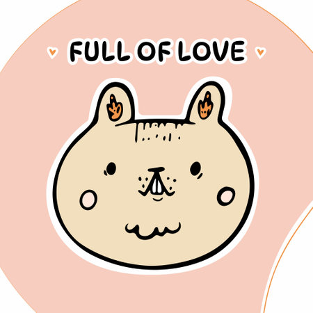 Full of love.Cute hamster card. Cartoon animal character for kids.Bright colored childish vector illustration cartoonのイラスト素材