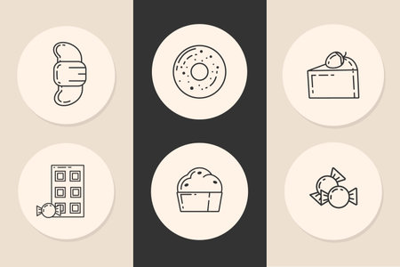 Cute stickers in a pastel concept beige colorのイラスト素材