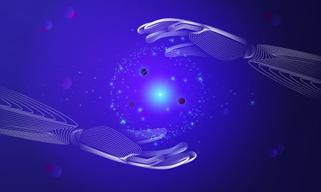 Ai artificial intelligence hands hold the universeのイラスト素材