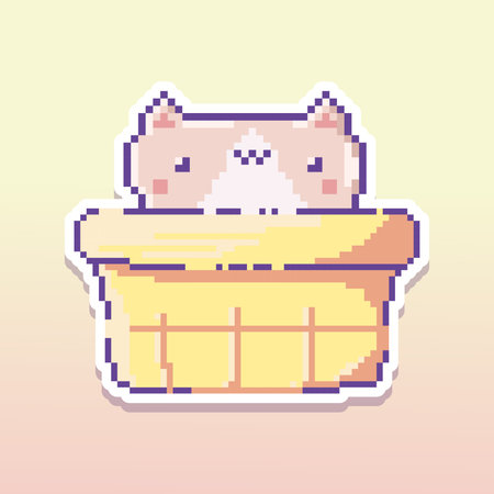 Cute vector sticker in pixel art style.vector illustrationのイラスト素材