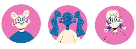 Circle the avatars with the happy girls faces.のイラスト素材