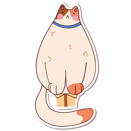 Cute and funny cat doodle vector sticker.Cartoon cat,kitten character design with flat color.Vector illustrationのイラスト素材