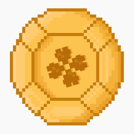 Pixel art poker golden chips. Casino chips lucky. Chip vector icon isolated on white background. Vector iconのイラスト素材