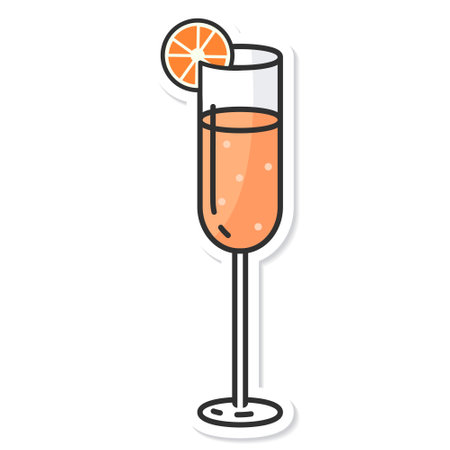 Sticker glass of mimosa cocktail isolated vectorのイラスト素材