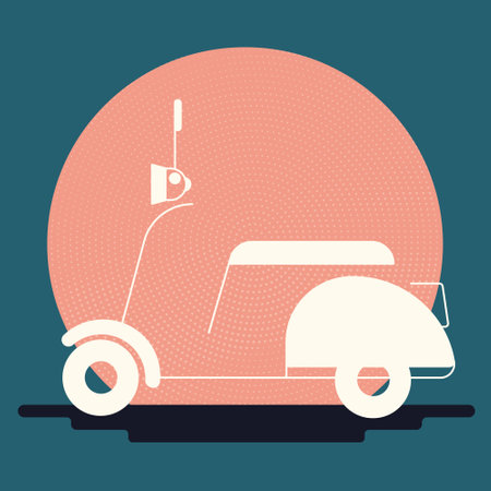Scooter view sunset colors .Trendy style vector illustration for print,card.のイラスト素材
