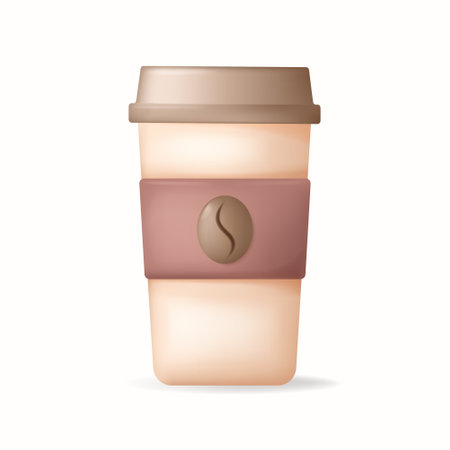 3D vector paper coffee cup.Take away coffee, coffee to go concept.Vector illustrationのイラスト素材