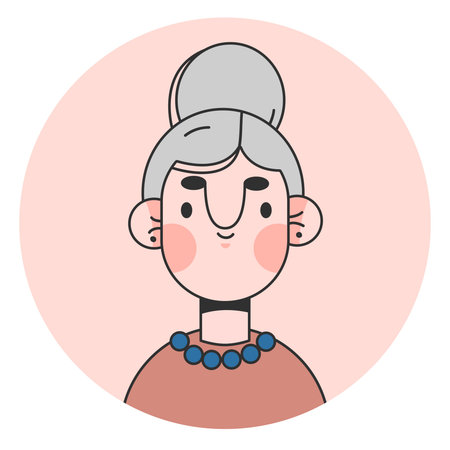 Portrait of a senior elderly woman isolated.Colored flat vector illustration of a gray-haired person