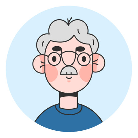 Portrait of a senior elderly man isolated.Colored flat vector illustration of a gray-haired personのイラスト素材