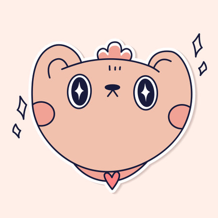 Cute kawaii pink bear sticker kid graphicのイラスト素材