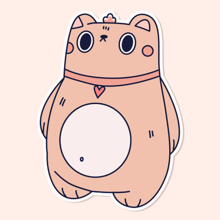 Cute kawaii pink bear sticker kid graphicのイラスト素材
